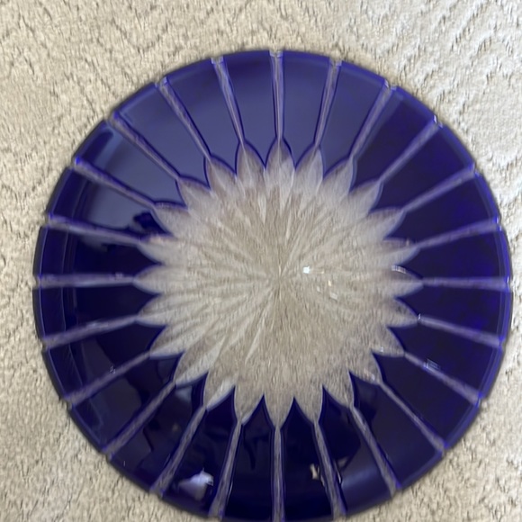 Ajka Crystal, Hungary, 12" Castille Blue serving plate  24% Pb0 - Picture 2 of 8